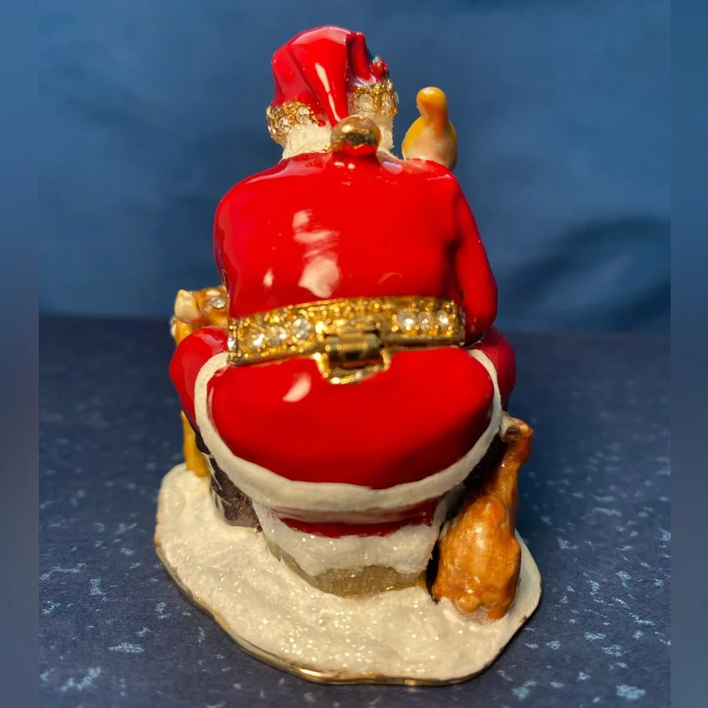 Kubla Crafts Bejeweled Christmas Santa Claus with Animals Box